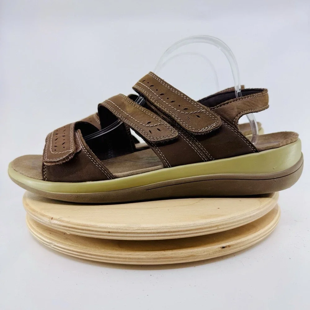 Orthofeet 932 Malibu Sandals Womens 12 D Wide Brown Leather Comfort Shoes - Picture 2 of 8